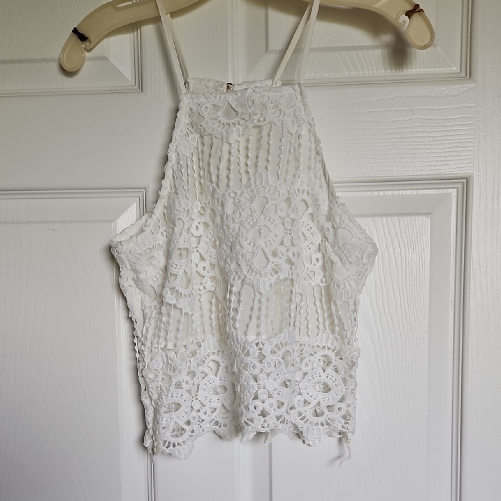 White Crop Camisole with Cut Out Details